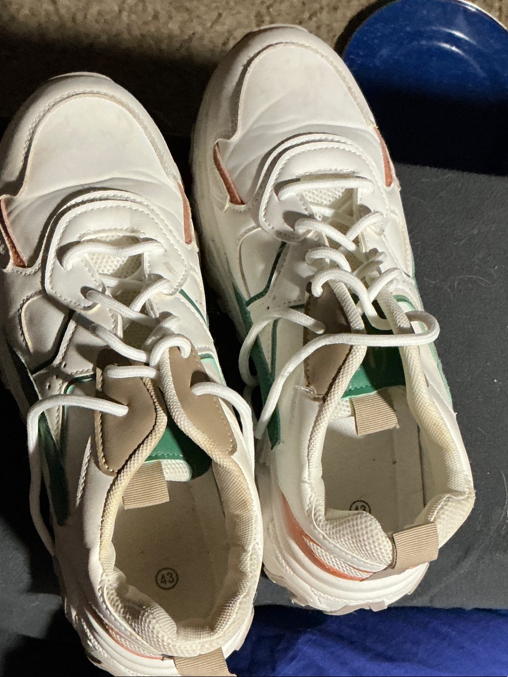 Title: Chunky White Green Sneakers Retro women Shoes EU Size 43
